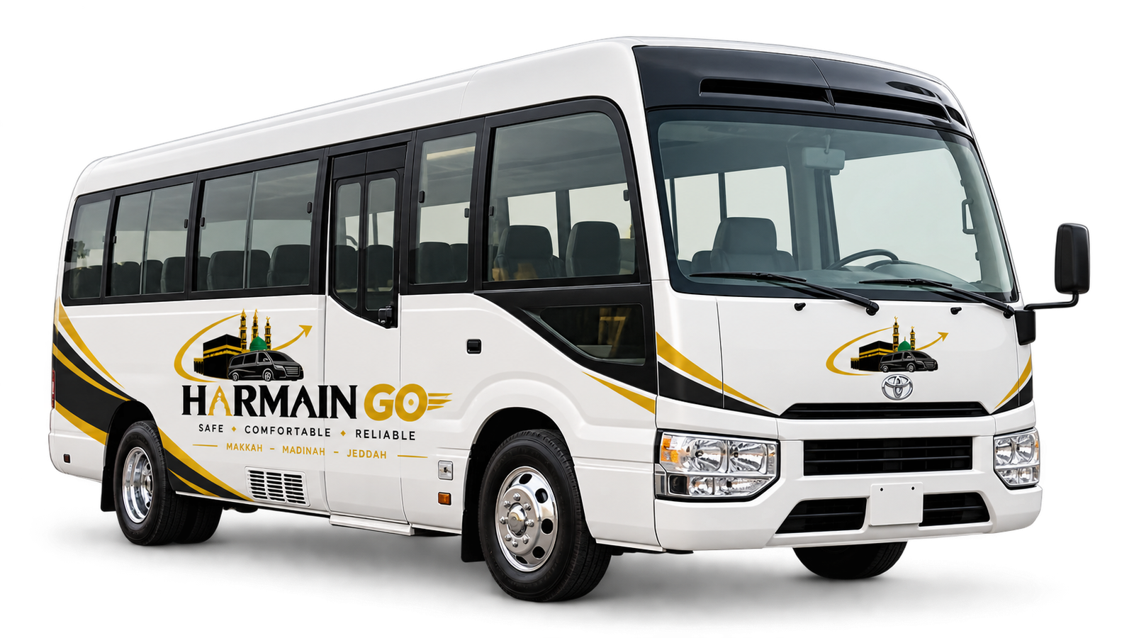 Toyota Coaster 16 seater taxi from Jeddah Airport to Makkah