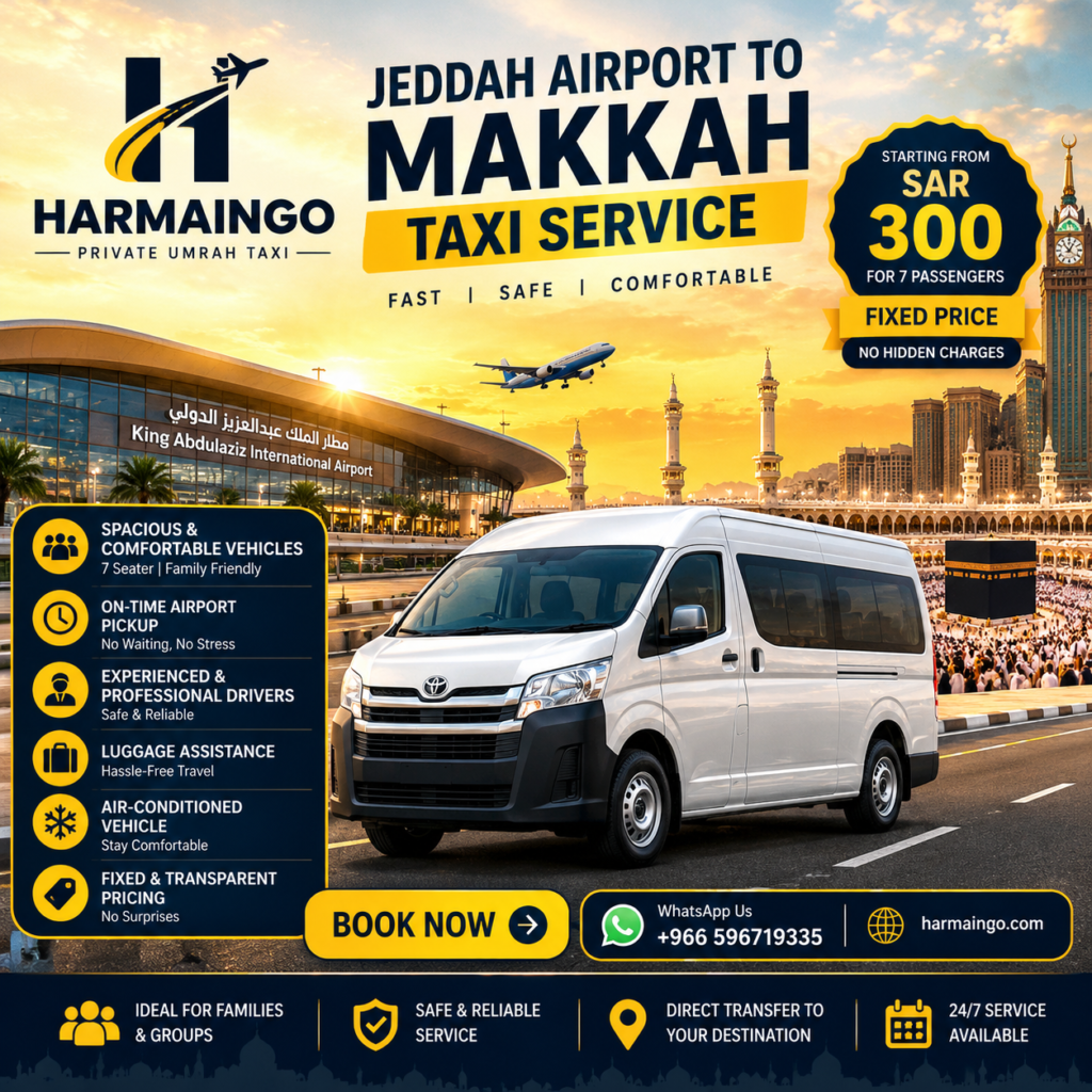 Jeddah Airport to Makkah Taxi Price for 7 Passengers