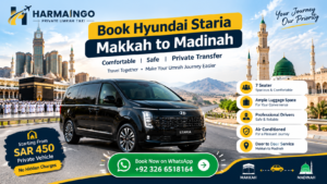 Hyundai Staria private taxi for travel from Makkah to Madinah